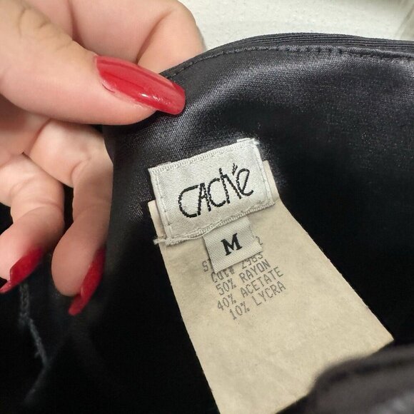 Women’s Cache Vintage Dress Mini Black Fitted Bodycon Size Medium M‎ Stretchy - Picture 5 of 11